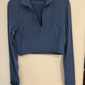 Lululemon Athletica Blue Cropped Polo Sweatshirt